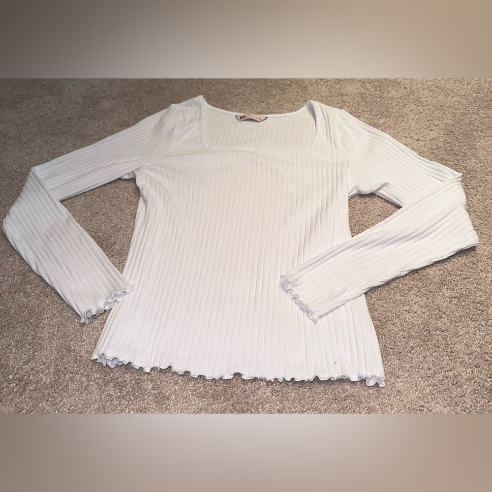 NWT Sonoma Good for Life White Ribbed Long Sleeve Top. Size XL